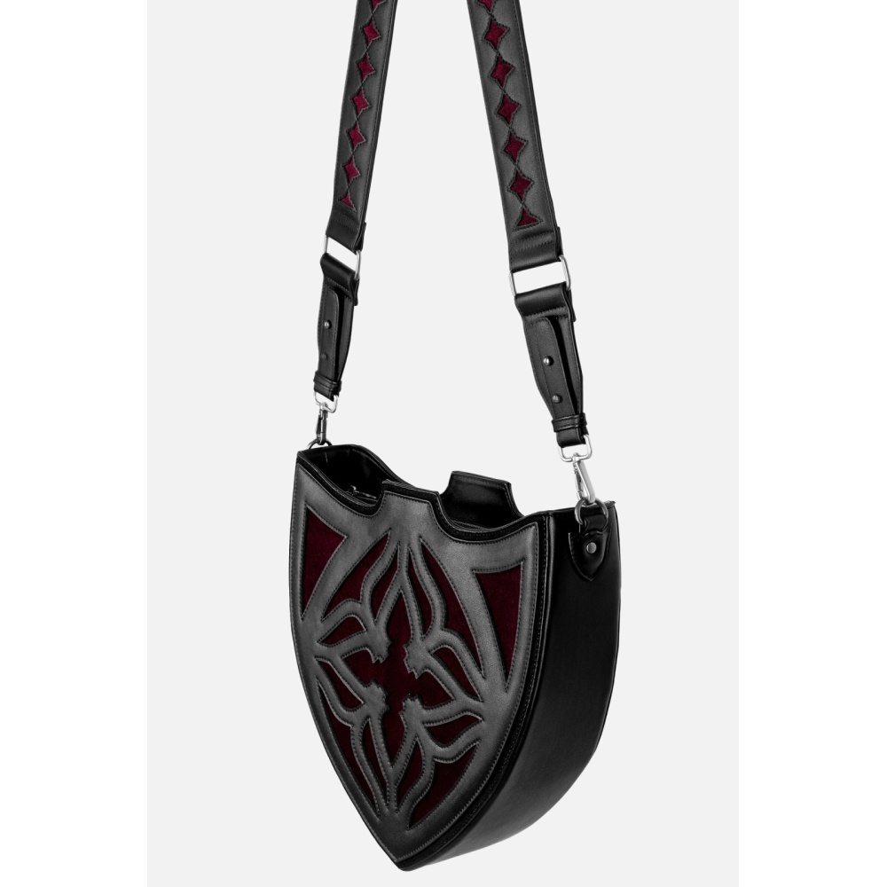 Restyle - Claretia Schultertasche - Schwarz/Dunkelrot